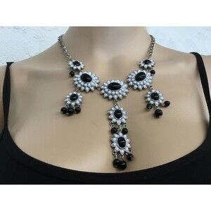 Vintage Black and White Statement Necklace